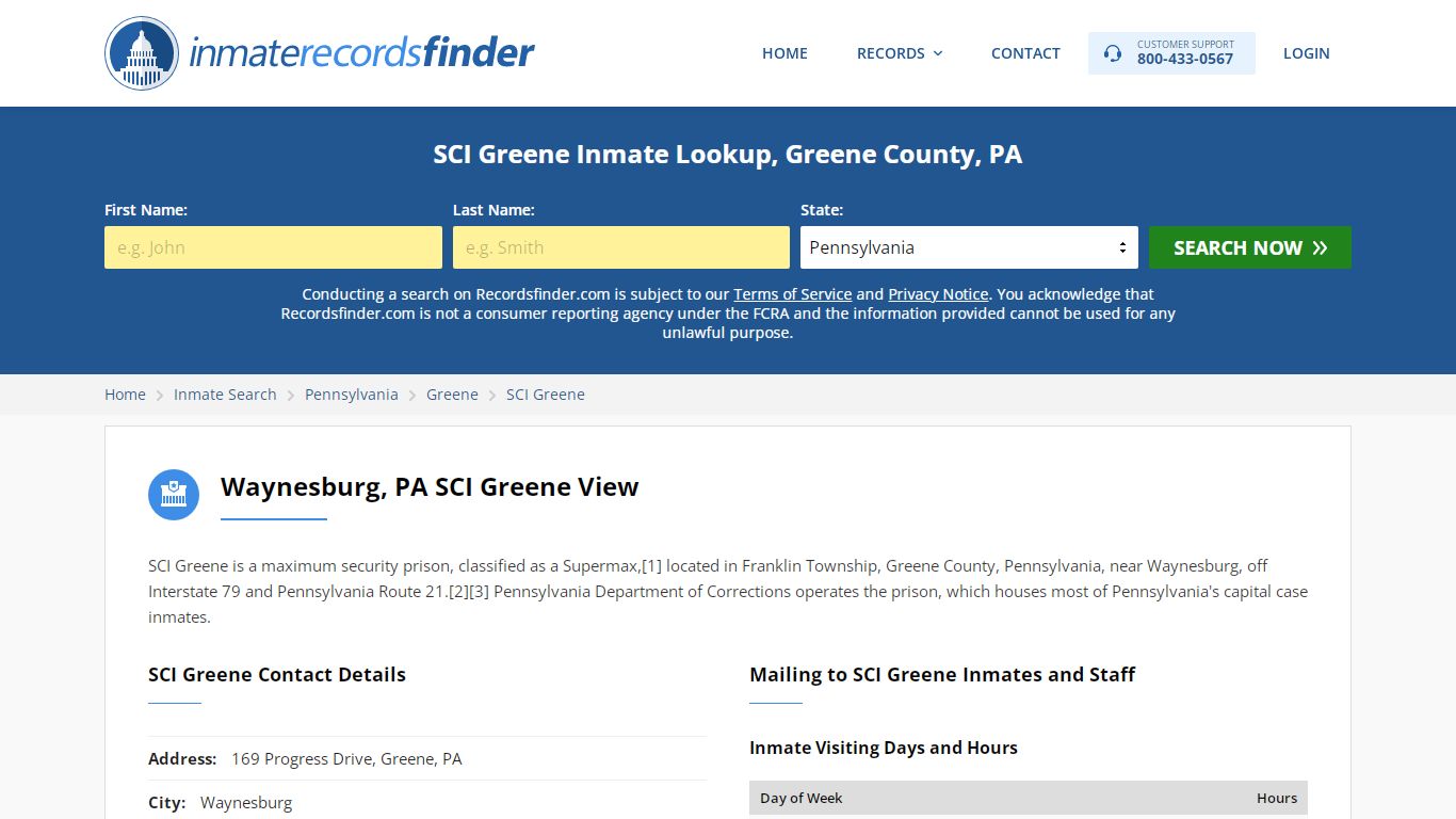 SCI Greene Roster & Inmate Search, Greene County, PA ...